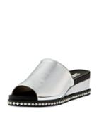 Ali Metallic Wedge Mule Sandal With Pearly Detail