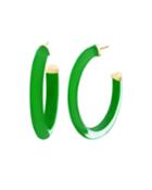 Oval Lucite Hoop Earrings, Dark Green