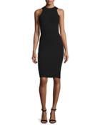 Sleeveless Halter-neck Structured Sheath Dress, Black
