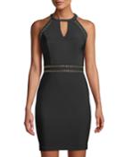 Shiny Ottoman Cutout Dress W/ Grommet Embellishment