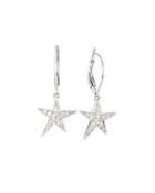 18k White Gold Pave Diamond Star Drop Earrings