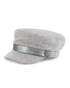 Hat Attack Luxe Leather-trim Cap, Gray Herringbone/silver, Women's, Grey Herri