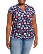 Plus Size Giverny Print Side Shirring Knit Top