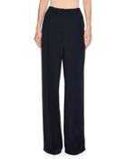 Slouchy Pleated-front Wide-leg Pants, Navy