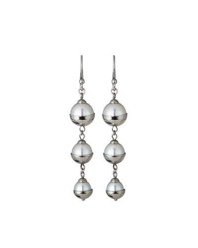 Graduated Triple-pearl Dangle Earrings,