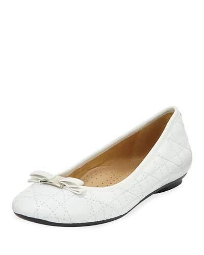 Sabrina Quilted Leather Bow Flat, White