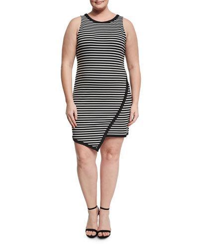 Agata Striped Knit Dress, Black,