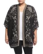 Embroidered Open-front Kimono,