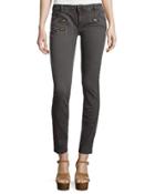 Striped Skinny Jeans With Zip Pockets,