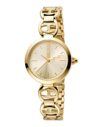 28mm Ip Stainless Steel Logo Watch W/ Bracelet