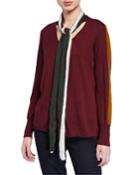 Wool Ribbed Side Stripe Tie-neck