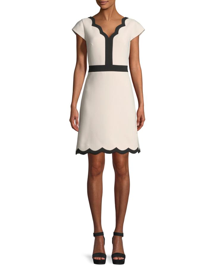 Scalloped V-neck A-line