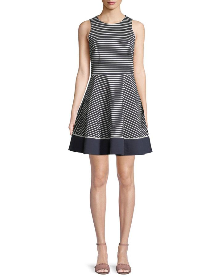 Sleeveless Stripe Ponte