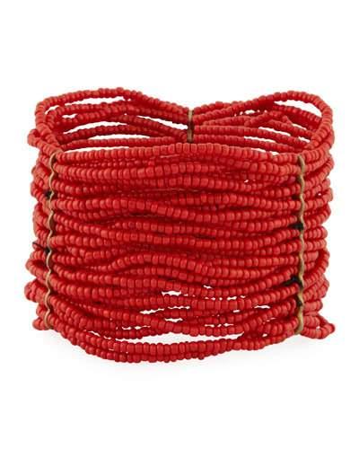 Multi-row Beaded Stretch Bracelet, Red
