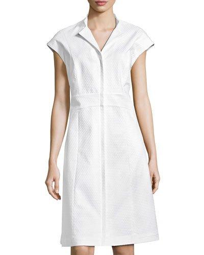 Isabella Dot-knit Dress, White