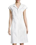 Isabella Dot-knit Dress, White