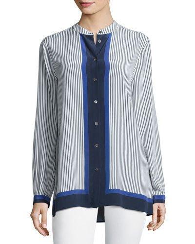 Fisher Striped Colorblock Shirt, Riviera Blue