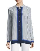Fisher Striped Colorblock Shirt, Riviera Blue