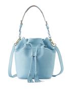 Jenn Snake-embossed Bucket Bag, Blue