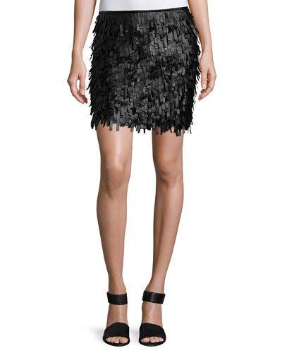 Fringed Faux-leather Mini