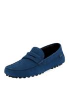 Pebbled Slip-on Penny Driver, Blue