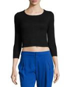 Faro 3/4-sleeve Crop Top, Black