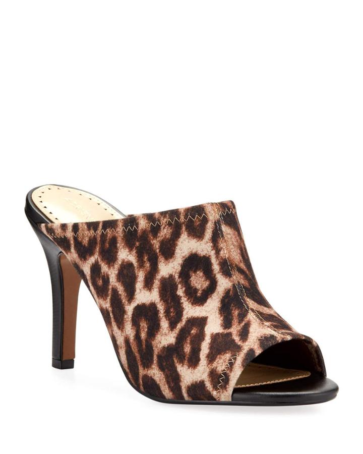 Galaxy Leopard-print Stretch Peep-toe