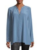Long-sleeve Silk Crepe De Chine Boyfriend