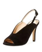 Geren Open-toe Suede Slingback Pumps