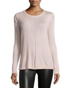 Long-sleeve Drape-back Sweater, Powder