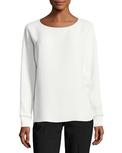 Long Dolman-sleeve Relaxed Blouse