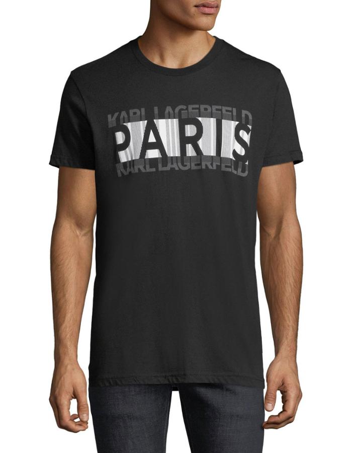 Men's Reflective Stretched-logo Crewneck Short-sleeve Tee
