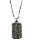 Men's Classic Chain Black Sapphire Dog Tag Necklace