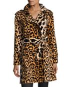 Leopard-print Velvet Trenchcoat, Yellow/black