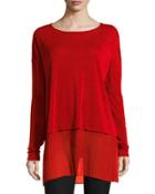 Sheer-hem Bateau-neck Boxy Tunic,