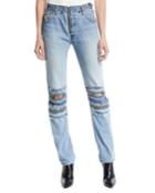 Mid-rise Straight-leg Moto-style Jeans