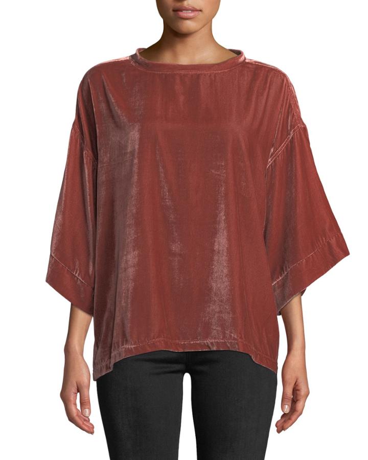 Velvet Drop-shoulder Top