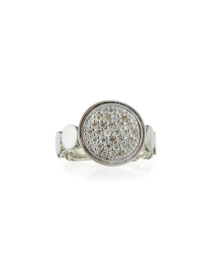 Dot Silver Large Pave Diamond Ring,
