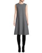Colby Sleeveless Wool Crepe Shift Dress W/ Chain Detail