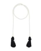Simulated Pearl Rope Necklace W/ Tassel Ends, White