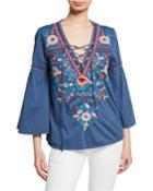 Oman Lace-up Bell-sleeve