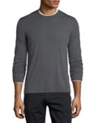 Long-sleeve Wool Sweater W/ Contrast Trim