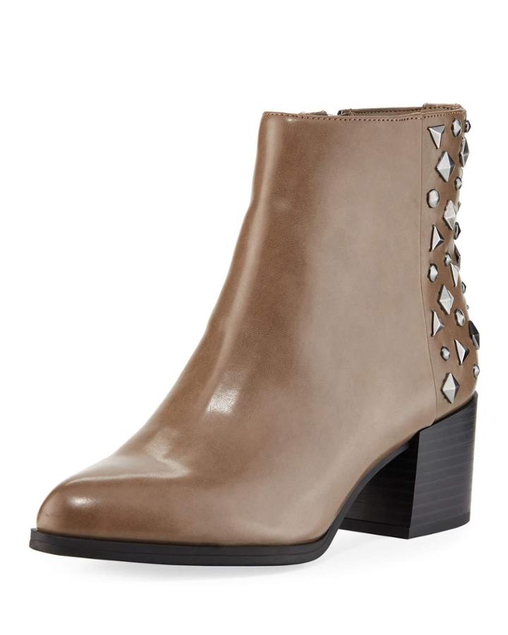 Jamie Studded-back Faux-leather Booties