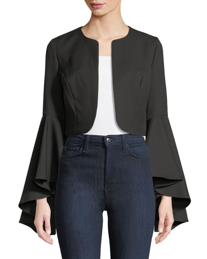 Ruffle-sleeve Crop Blazer