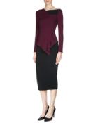 Achra Long-sleeve Top, Burgundy/black