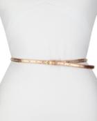 Metallic-leather Skinny Belt With Crystalized Embellishments