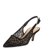 Saint Leopard Mesh Kitten-heel Slingback Pumps