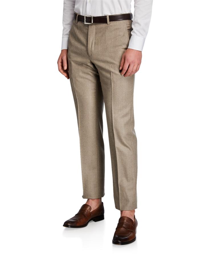Men's Flannel Wool Straight-leg Dress Pants