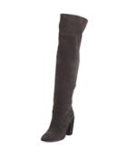 Orene Suede Over-the-knee Boot, Anthracite