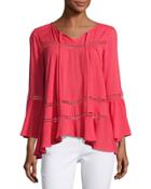 Bell-sleeve Keyhole Top, Coral
